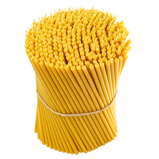 Beeswax taper candles bundle tied with twine