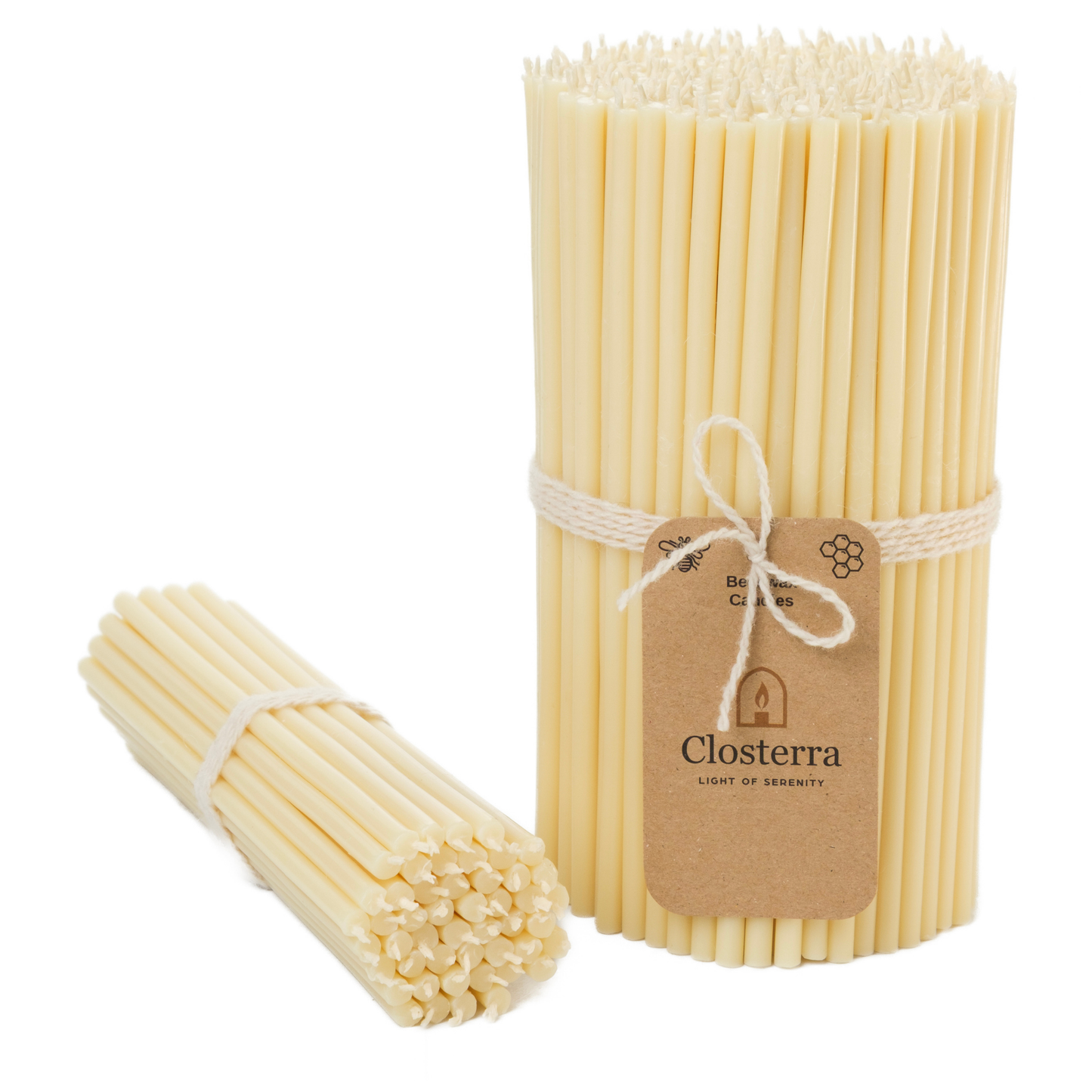 7.3" Thin White Beeswax Taper Candles 0.24" Diameter | 60 Minutes Burn.