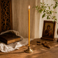 Natural beeswax Orthodox church taper candle, 11.6 inch, Closterra