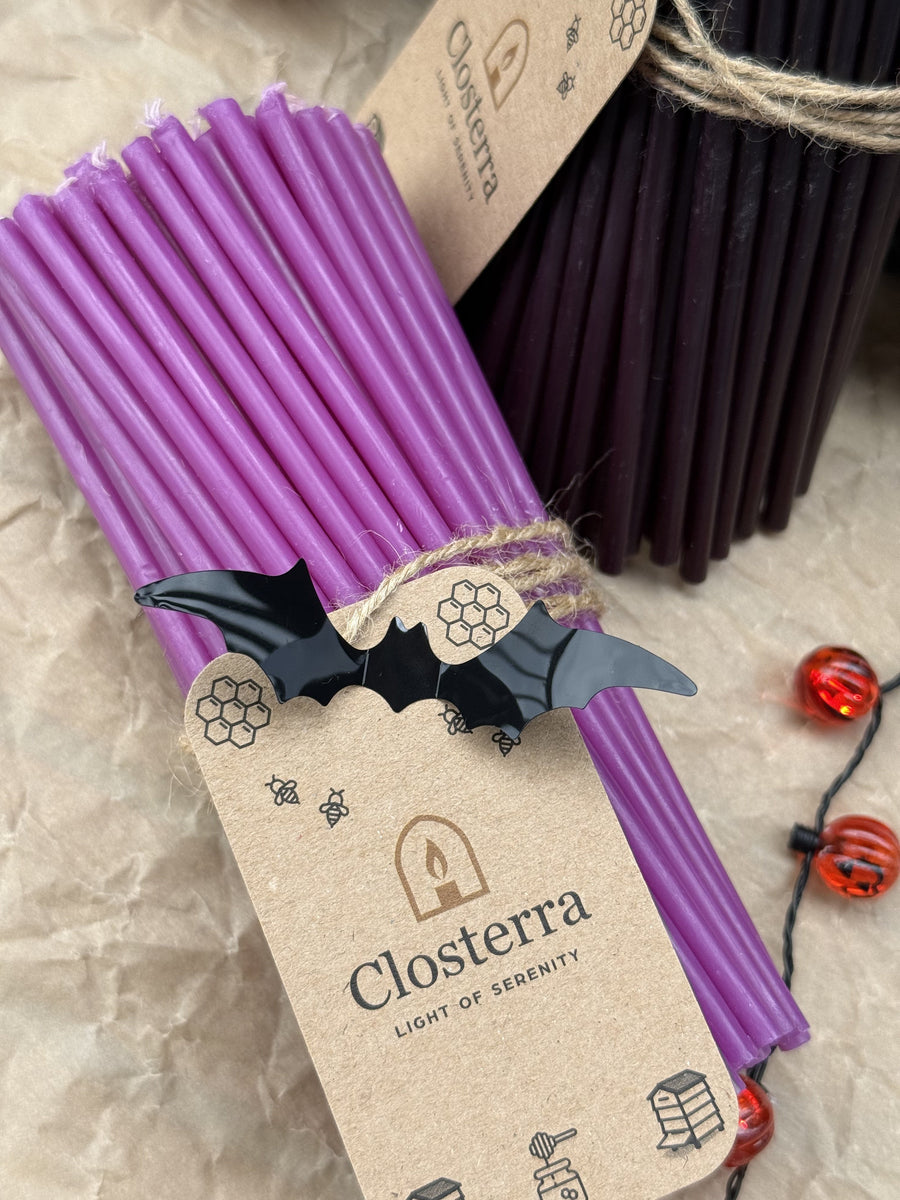 Halloween Table Decor Ideas with Thin Beeswax Taper Candles