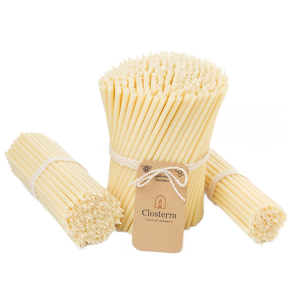 6.5" Thin White Beeswax Taper Candles 0.2" Diameter, 50 Min Clean Burn.
