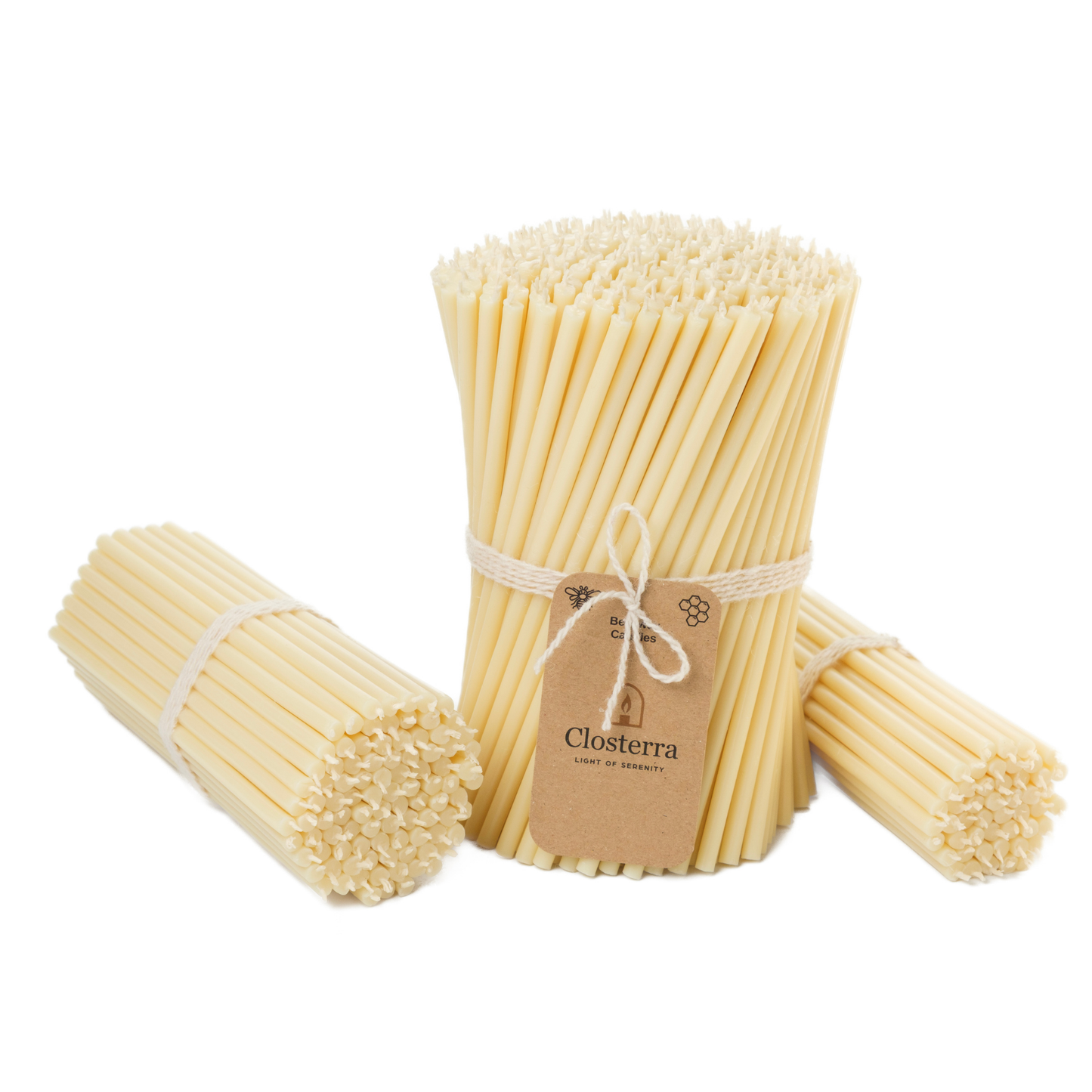 7.3" Thin White Beeswax Taper Candles 0.24" Diameter | 60 Minutes Burn.