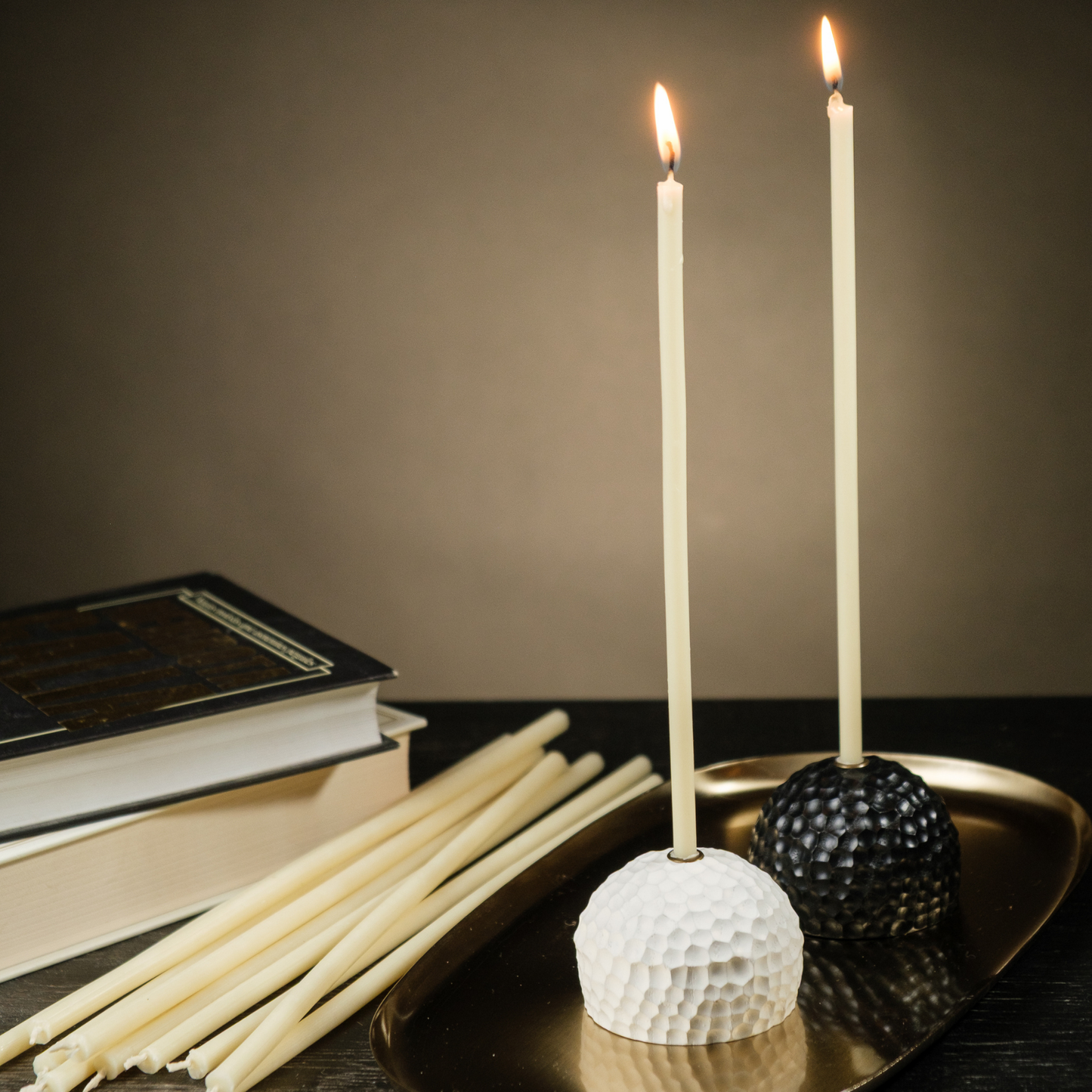6.3" Thin White Beeswax Taper Candles 0.2" Diameter, 30 Min Clean Burn