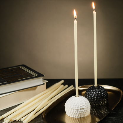 6.3" Thin White Beeswax Taper Candles 0.2" Diameter, 30 Min Clean Burn
