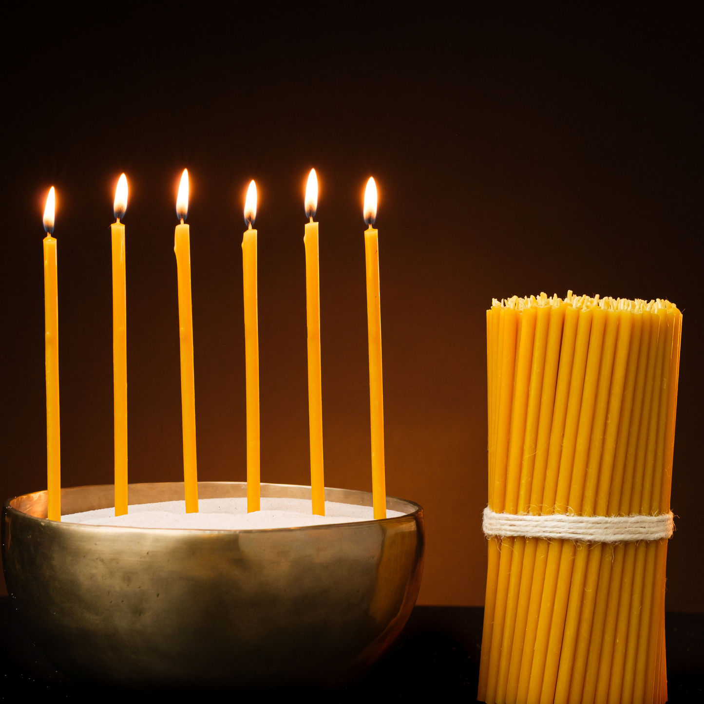 6.3" Thin Beeswax Taper Candles | 0.2" Diameter, 30 Min Clean Burn.