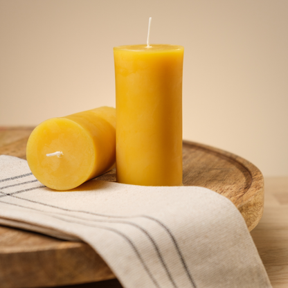 Handmade Pure Beeswax Pillar Candles 2"x 4"inch - Natural Beeswax Candles