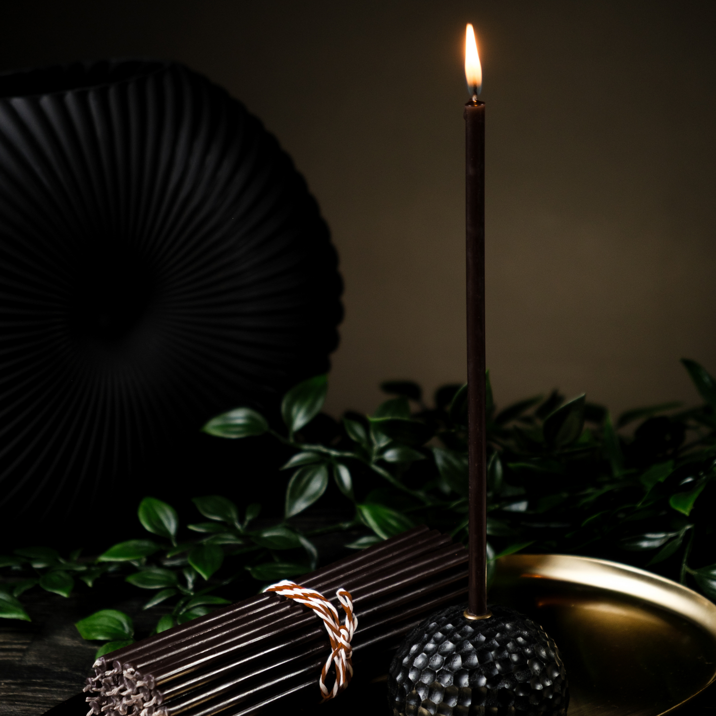 7.3"Thin Black Beeswax Taper Candles 0.24" Diameter | 60 Minutes Burn.