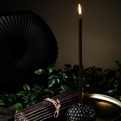 7.3"Thin Black Beeswax Taper Candles 0.24" Diameter | 60 Minutes Burn.