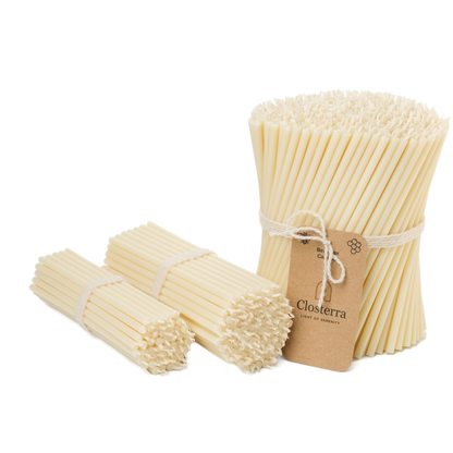 6.3" Thin White Beeswax Taper Candles 0.2" Diameter, 30 Min Clean Burn