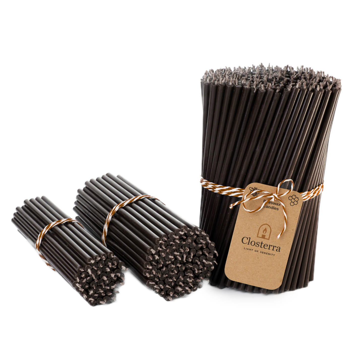 7.3"Thin Black Beeswax Taper Candles 0.24" Diameter | 60 Minutes Burn.