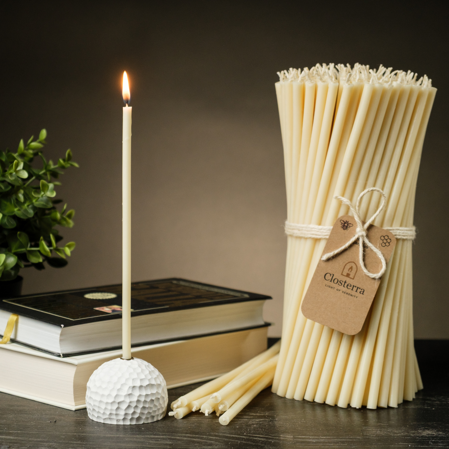 6.3" Thin White Beeswax Taper Candles 0.2" Diameter, 30 Min Clean Burn