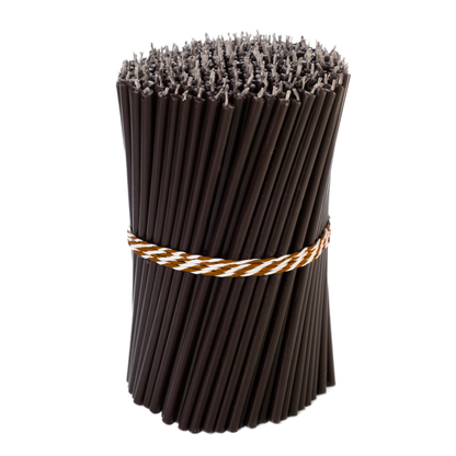 6.3" Thin Black Beeswax Taper Candles | 0.2" Diameter, 30 Min Clean Burn.