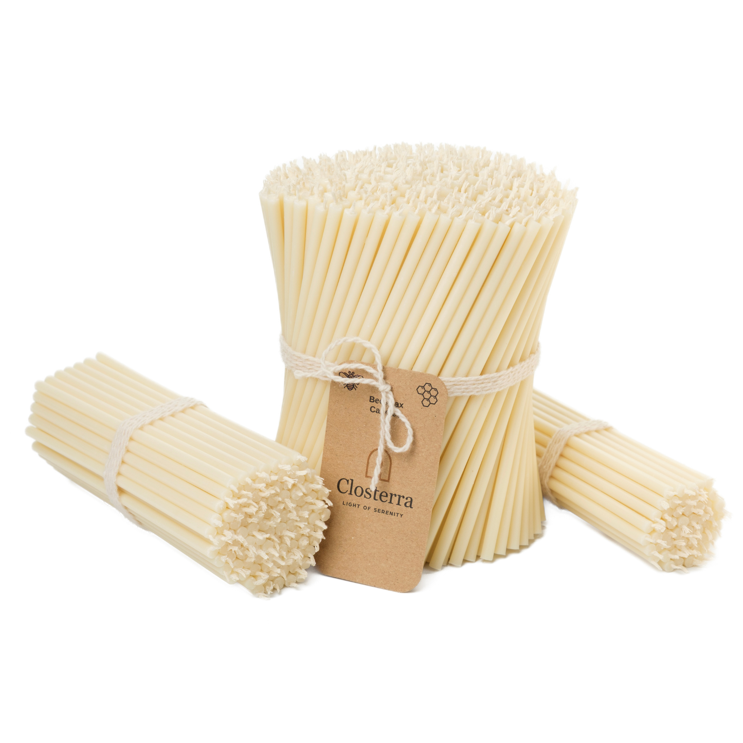 6.3" Thin White Beeswax Taper Candles 0.2" Diameter, 30 Min Clean Burn