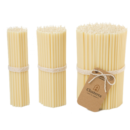 6.5" Thin White Beeswax Taper Candles 0.2" Diameter, 50 Min Clean Burn.