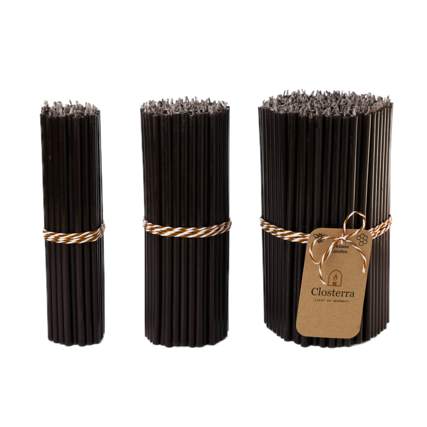 7.3"Thin Black Beeswax Taper Candles 0.24" Diameter | 60 Minutes Burn.