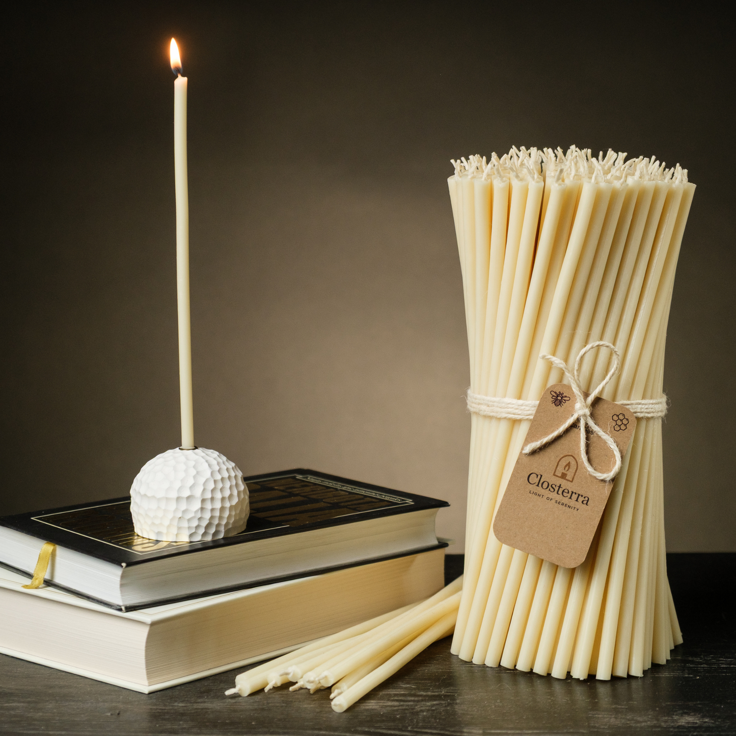 6.5" Thin White Beeswax Taper Candles 0.2" Diameter, 50 Min Clean Burn.