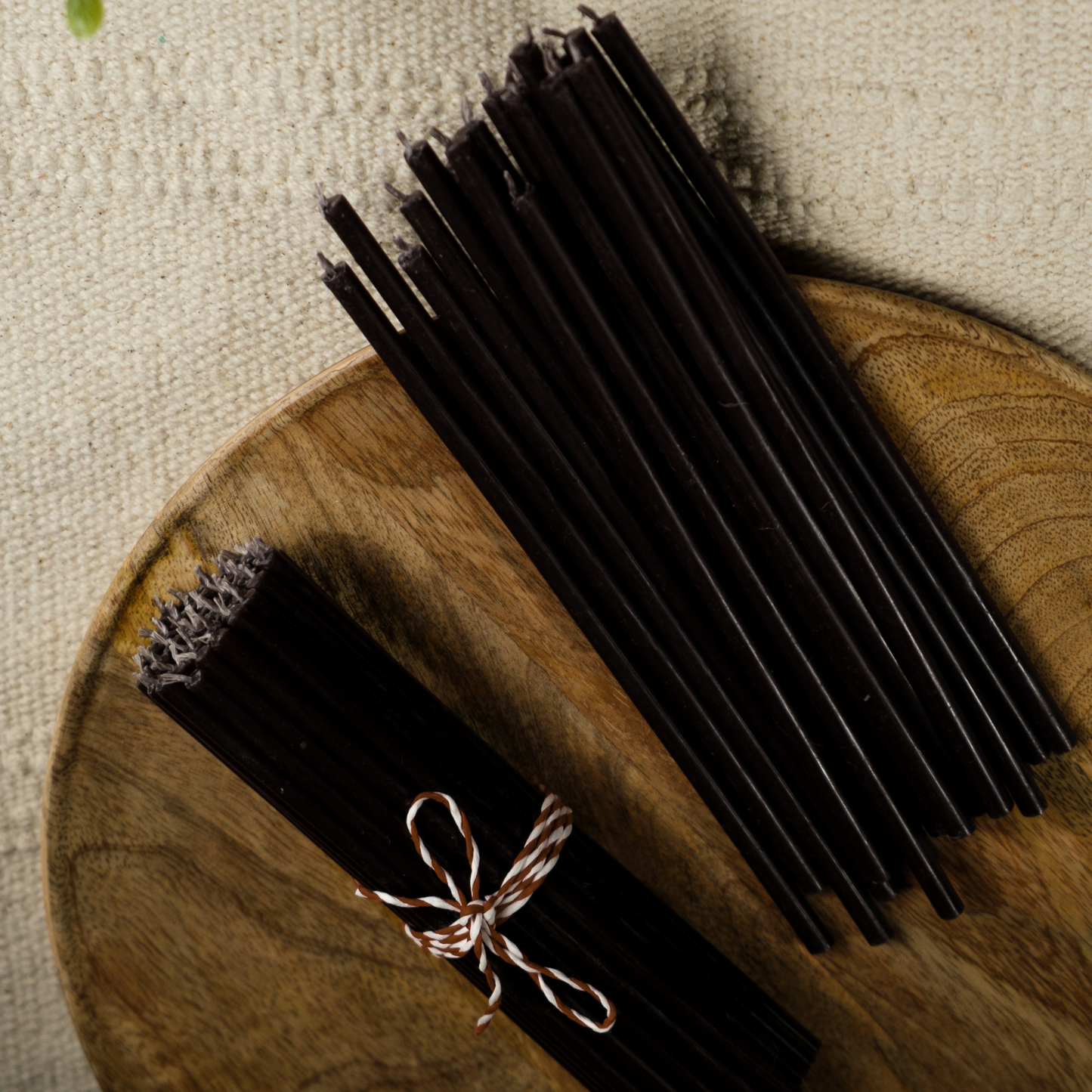 6.3" Thin Black Beeswax Taper Candles | 0.2" Diameter, 30 Min Clean Burn.
