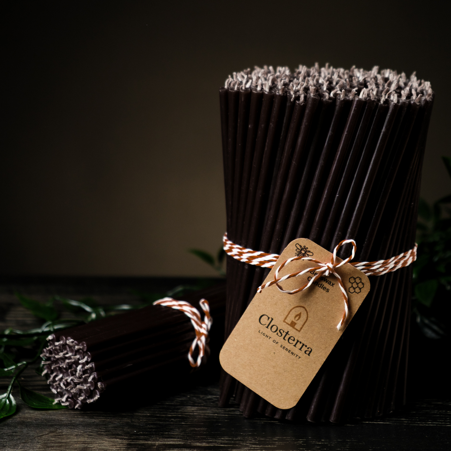 6.3" Thin Black Beeswax Taper Candles | 0.2" Diameter, 30 Min Clean Burn.