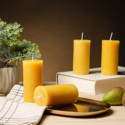 Handmade Pure Beeswax Pillar Candles 2"x 4"inch - Natural Beeswax Candles