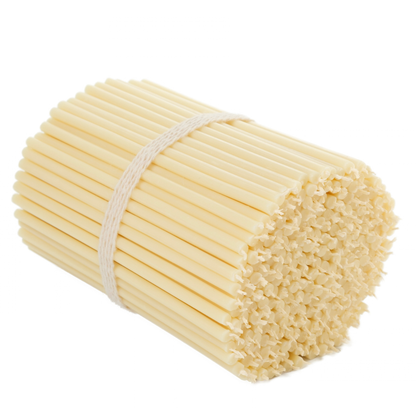 6.5" Thin White Beeswax Taper Candles 0.2" Diameter, 50 Min Clean Burn.