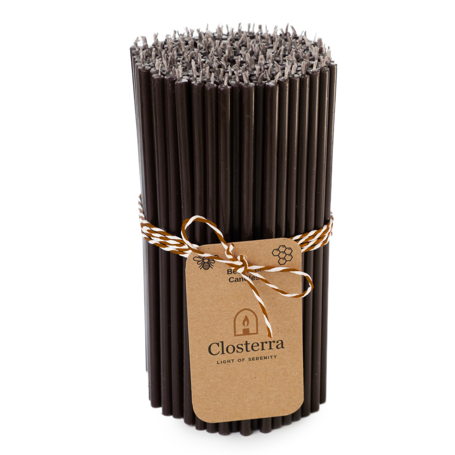 6.5" Thin Black Beeswax Taper Candles 0.22 Diameter, 50 Min Clean Burn.