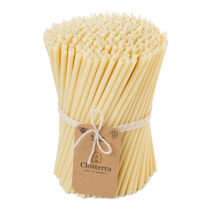 7.3" Thin White Beeswax Taper Candles 0.24" Diameter | 60 Minutes Burn.
