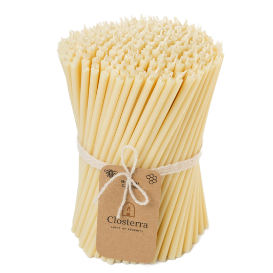 7.3" Thin White Beeswax Taper Candles 0.24" Diameter | 60 Minutes Burn.