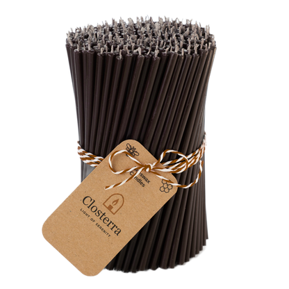 6.3" Thin Black Beeswax Taper Candles | 0.2" Diameter, 30 Min Clean Burn.
