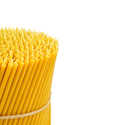 7.3" Thin Pure Beeswax Taper Candles 0.24" Diameter | 60 Minutes Burn.