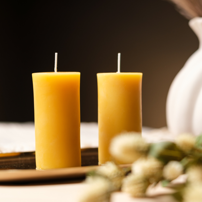 Handmade Pure Beeswax Pillar Candles 2"x 4"inch - Natural Beeswax Candles