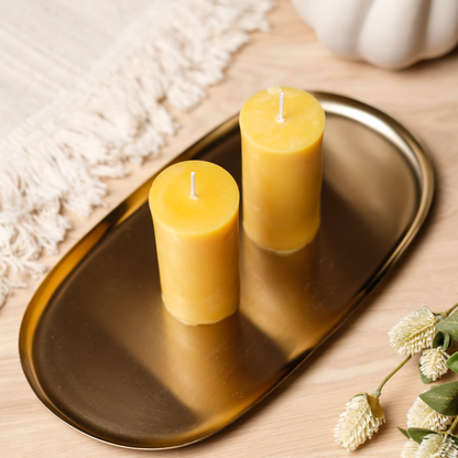 Handmade Pure Beeswax Pillar Candles 2"x 4"inch - Natural Beeswax Candles