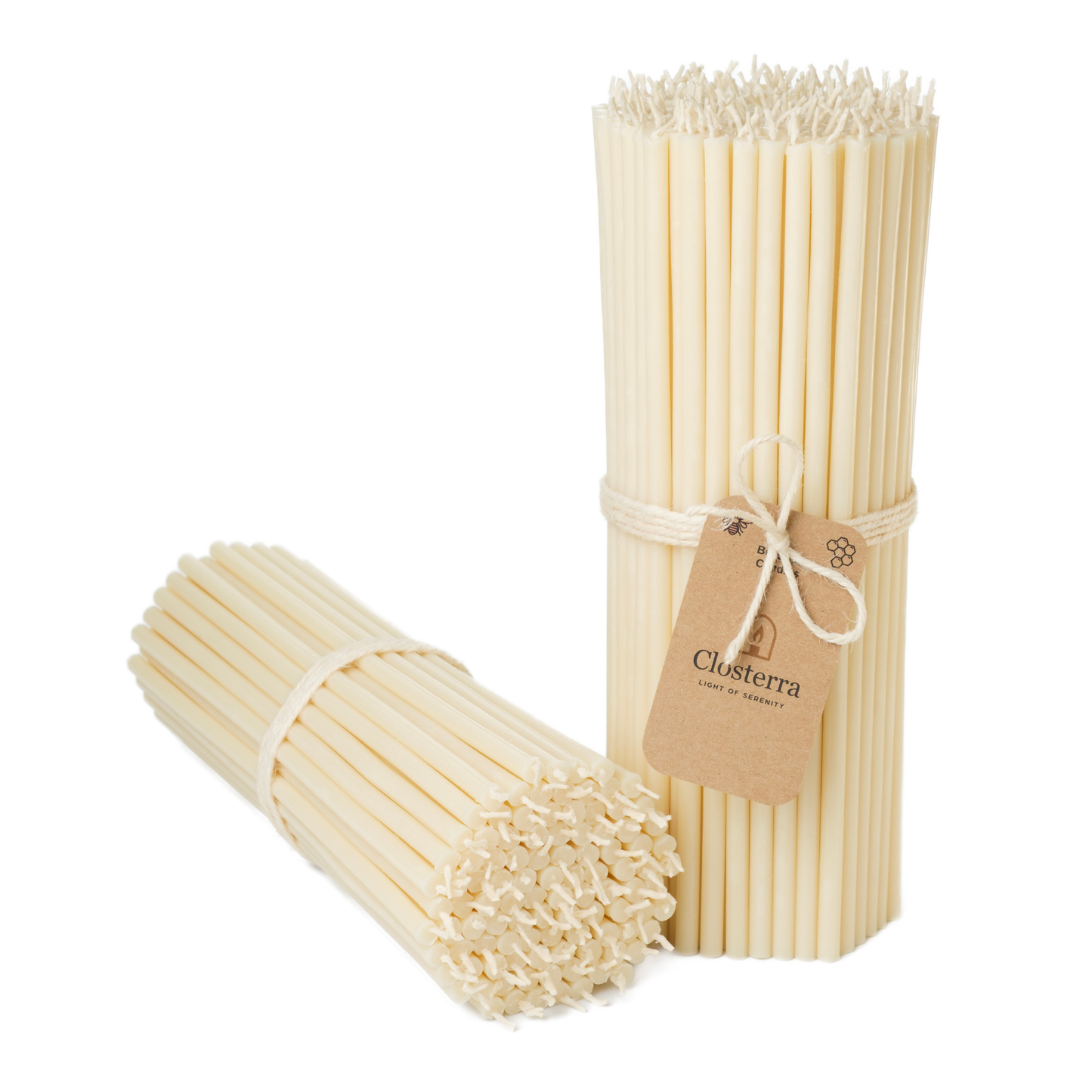 10.4" Thin White Beeswax Taper Candles | 0.28" Diameter. 2 Hours Burn.