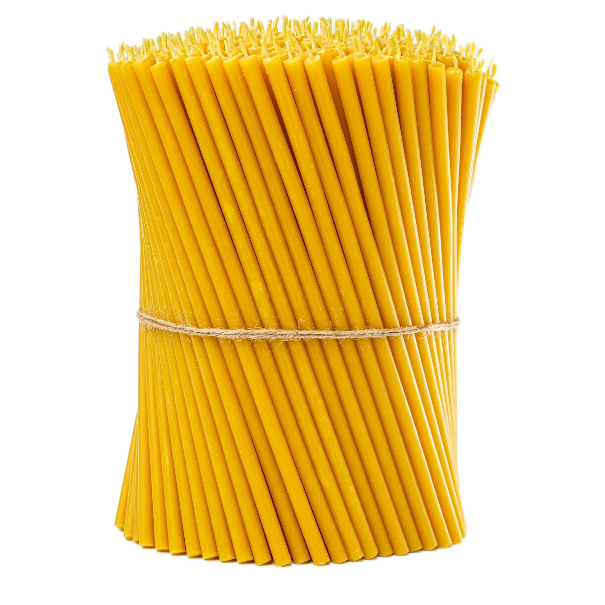 Beeswax taper candles bundle tied with twine