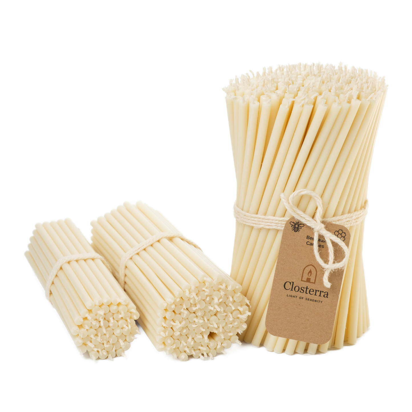 8" Thin White Beeswax Taper Candles - 0.26" Diameter | 1 Hour 20 Minutes Clean Burn.