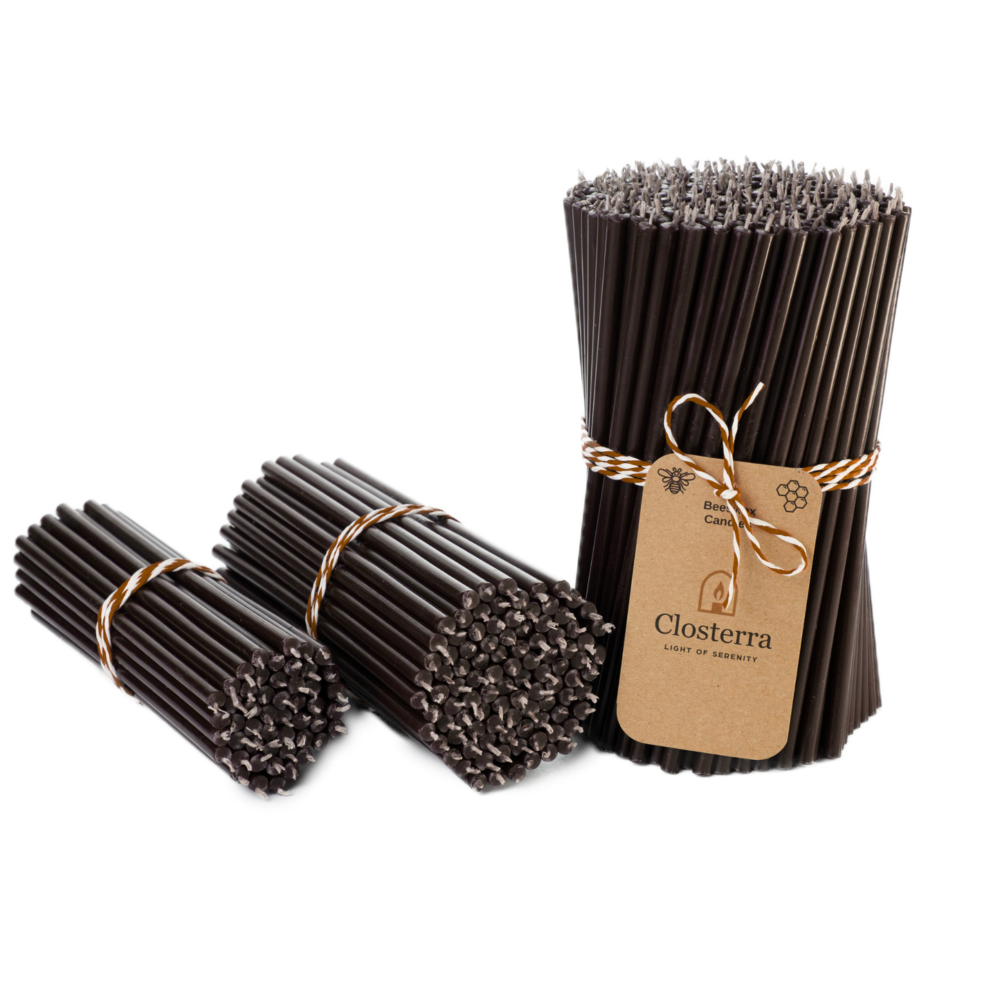 6.5" Thin Black Beeswax Taper Candles 0.22 Diameter, 50 Min Clean Burn.