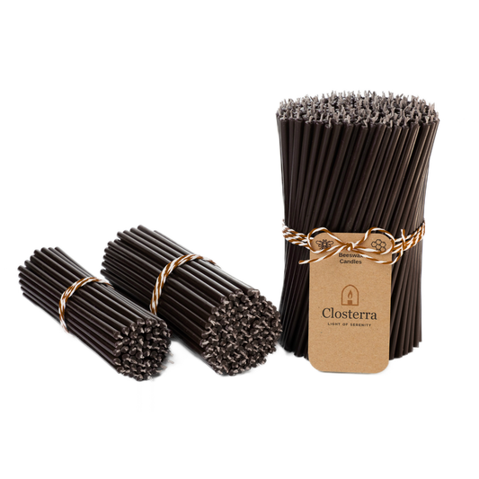 6.3 Inch Ultra - Thin Black Beeswax Taper Candles | 0.2" Diameter, 30 Min Clean Burn