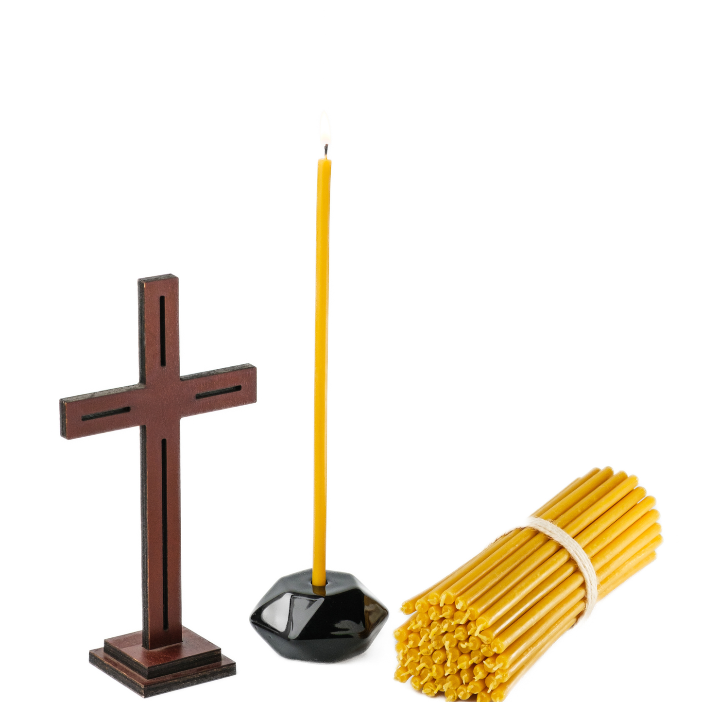 10.4" Thin Beeswax Taper Candles | 0.28" Diameter. 2 Hours Burn.