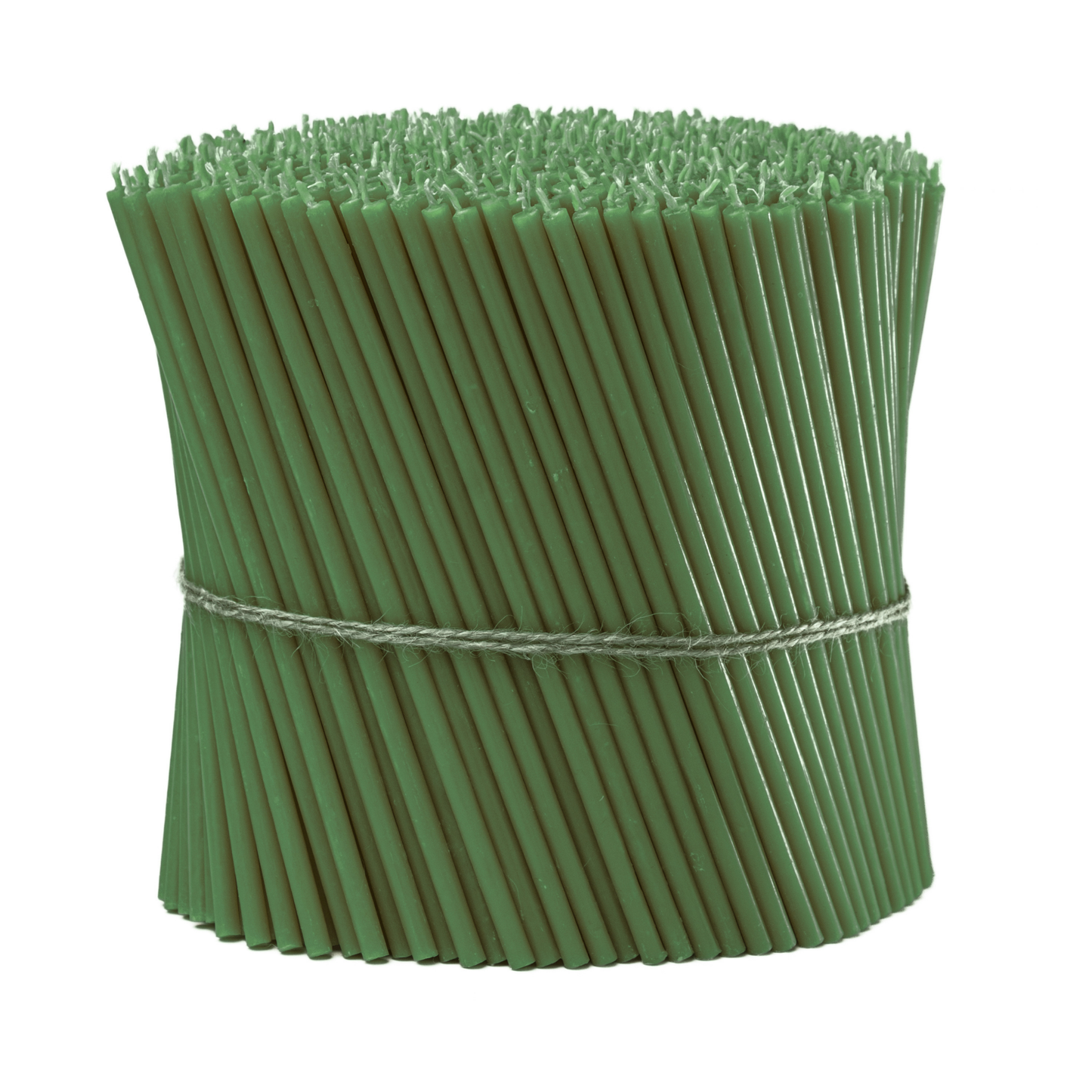 6.3" Thin Green Beeswax Taper Candles 0.2" Diameter, 30 Min Clean Burn