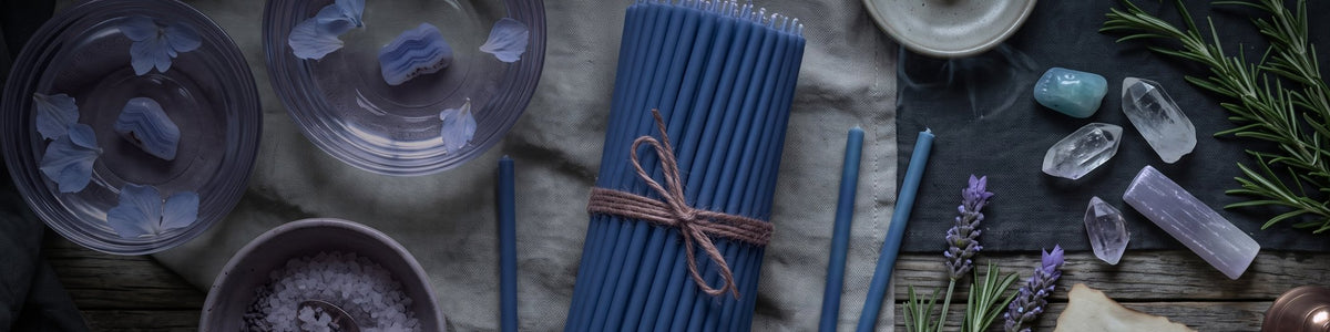 Blue Beeswax Ritual Candles for Healing & Communication