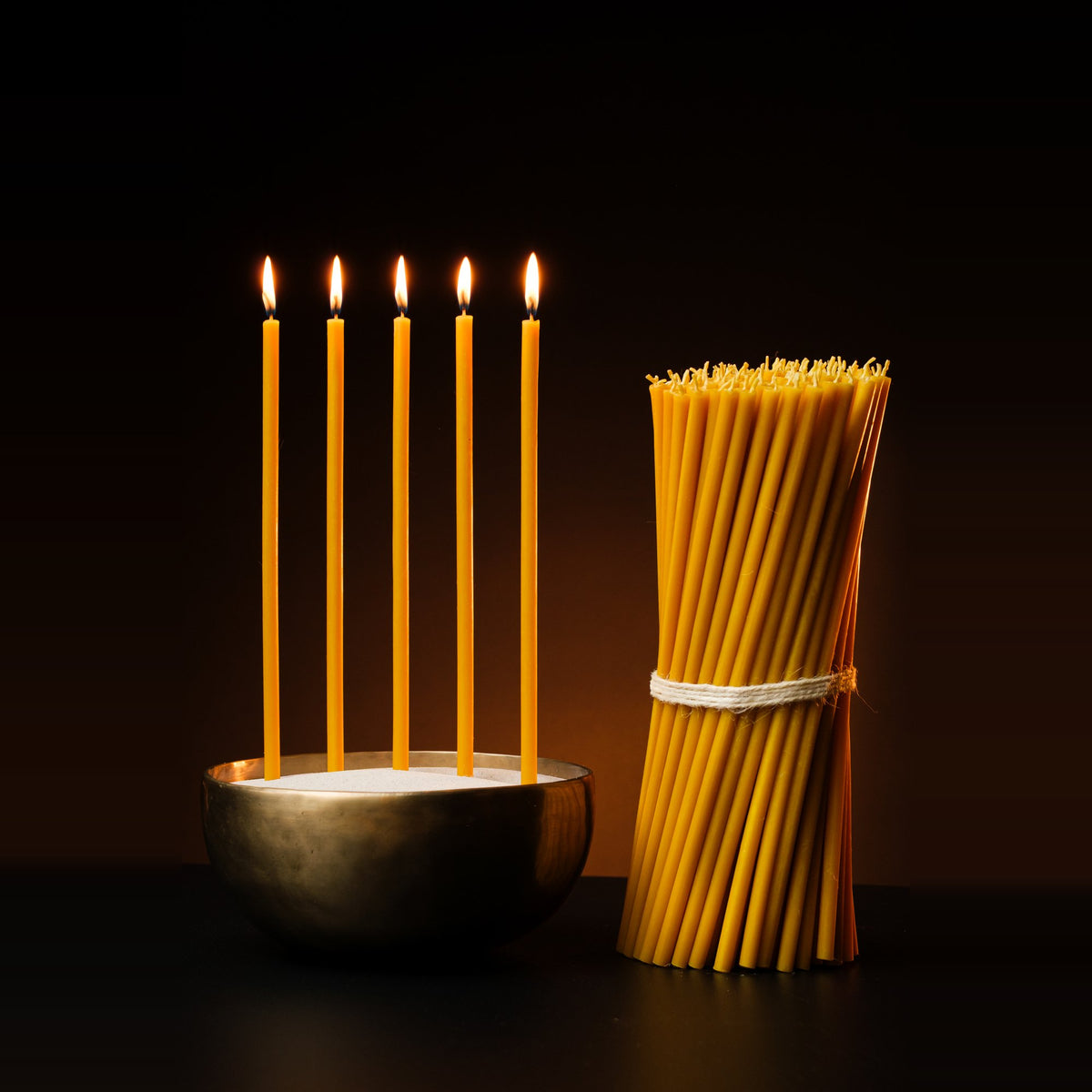10.4 inch pure beeswax Orthodox church taper candles with cross and candle holders