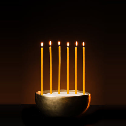 6.3 inch pure beeswax Orthodox church taper candles with cross and candle holders