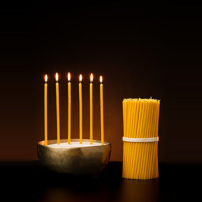 6.3 inch pure beeswax Orthodox church taper candles with cross and candle holders