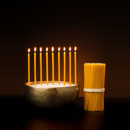 6.5 inch pure beeswax Orthodox church taper candles with cross and candle holders