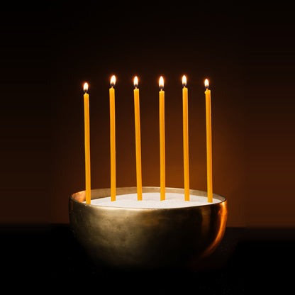 8 inch pure beeswax Orthodox church taper candles with cross and candle holders
