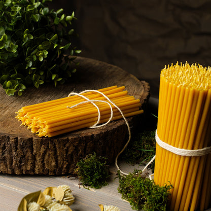 11.6 inch natural beeswax Hanukkah candles, large bundle