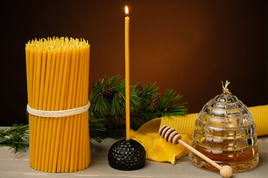 Natural pure beeswax taper candles by Closterra