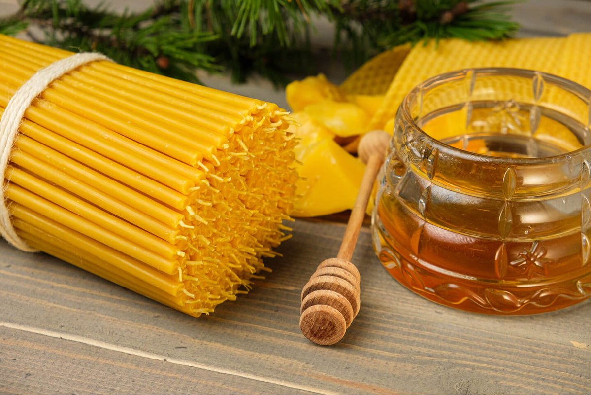Natural pure beeswax taper candles by Closterra