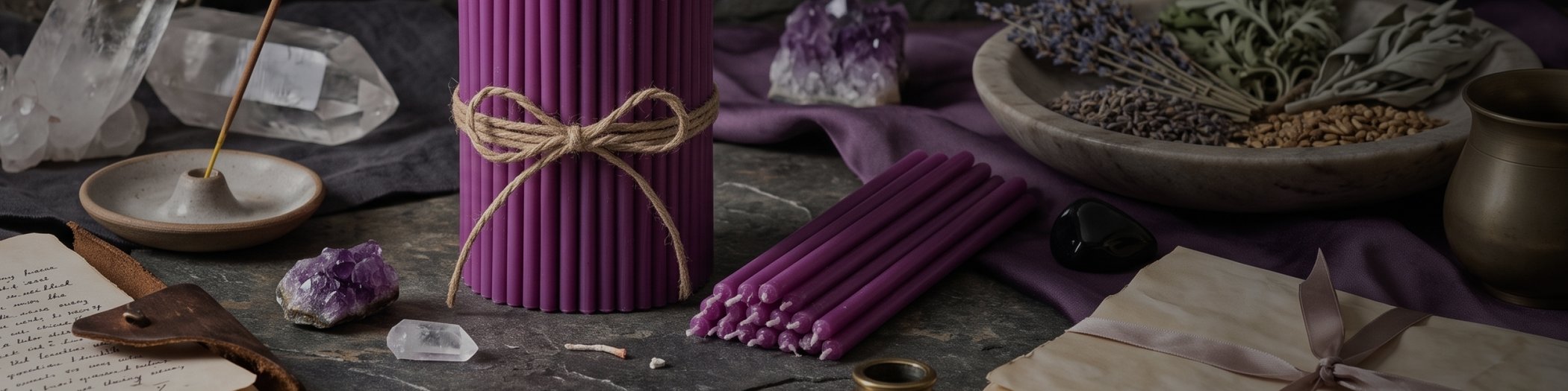 Purple Beeswax Ritual Candles for Spirituality & Intuition