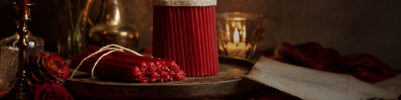 Red Beeswax Ritual Candles for Love & Attraction