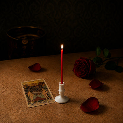 Red beeswax ritual candle for Love & Attraction, 6.5 inch, Closterra